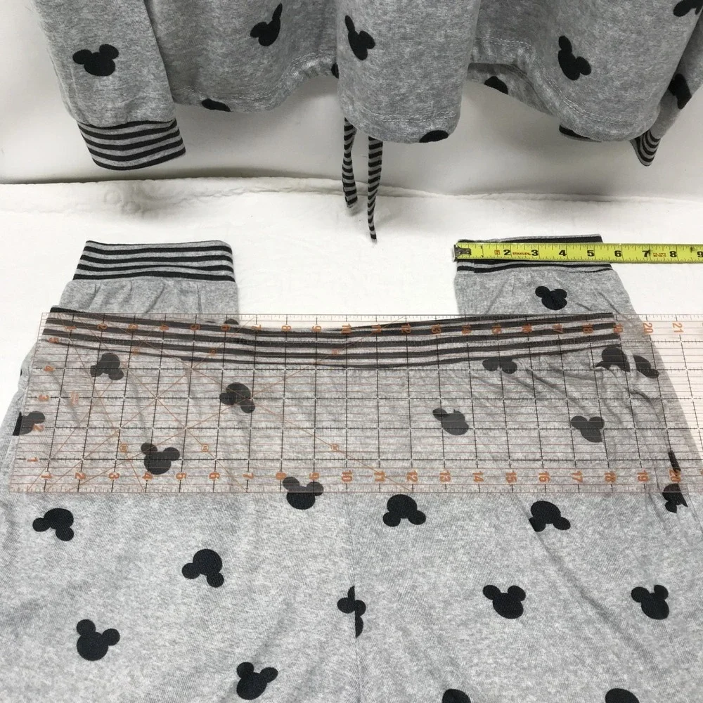 Disney Mickey Mouse Ears Pajama Shirt Pant 2pc Set Heather Gray Sz XL Loungewear - Picture 5 of 11